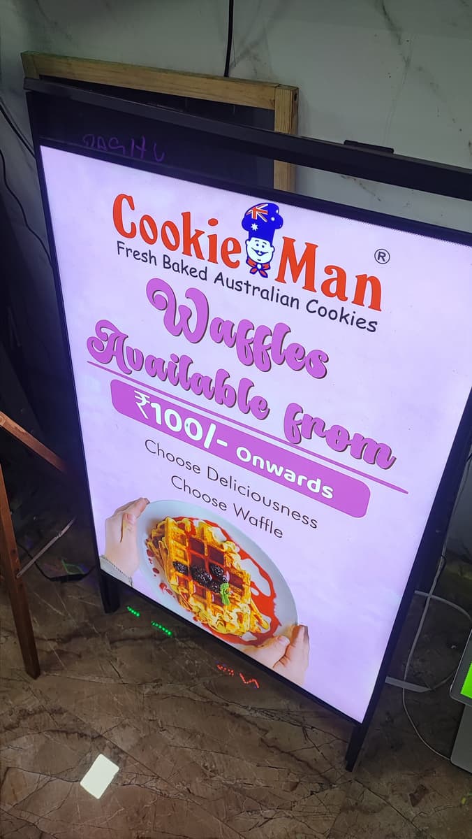 Cookie Man fresh baked Australian cookies waffle standee